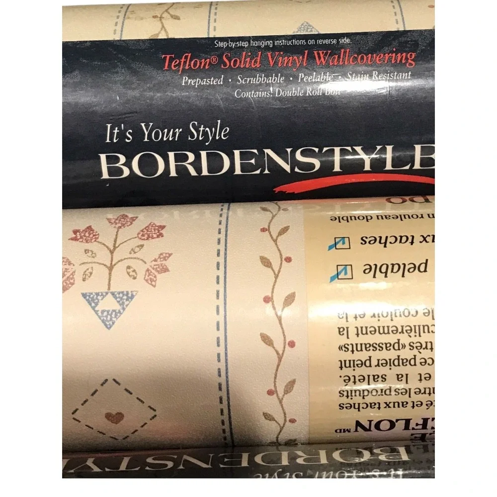 3x Rolls VTG Borden Wallcoverings Vinyl‎ Wallpaper Cottagecore Off White 1980's